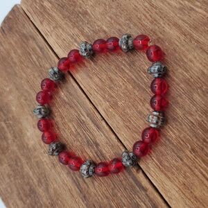 Red Gloss Beaded Tibetan Bracelet B3014